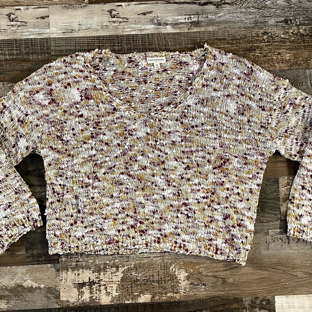 EARTHBOUND Maroon and Mustard Knit Sweater
